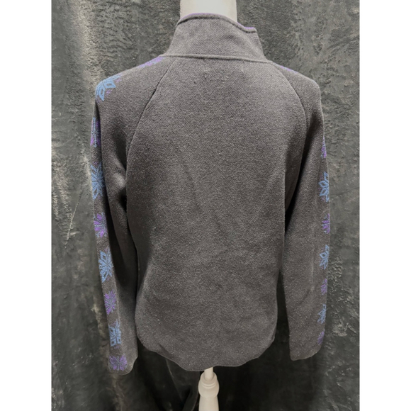 GUC Vintage Women Eddie Baur Sport Fair Isle Snowflake ZipUp Sweater Jacket Sz L - Picture 4 of 8